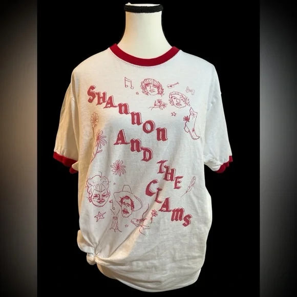 White and Red Shannon and The Clams Band T-Shirt - Picture 1 of 5
